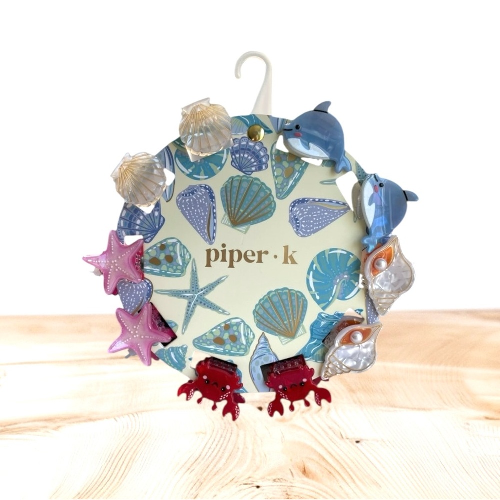 Piper K Sea Adventure Hair Clips - Blue, Pink, Red